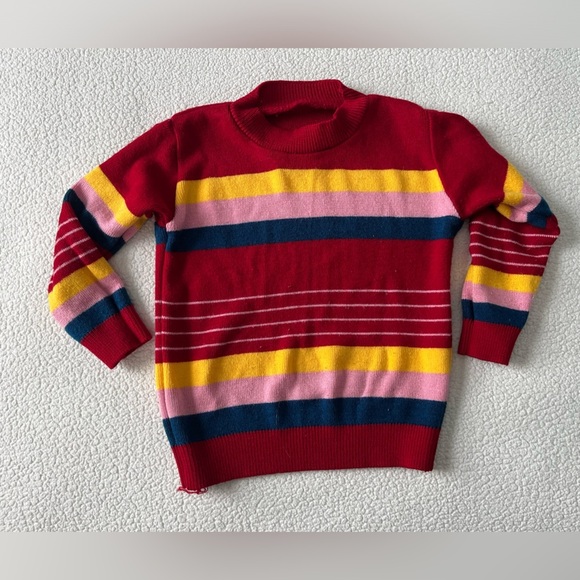 Other - Vintage Striped Sweater, Red Pink. Approx sz 4-5T. Vibrant Fun